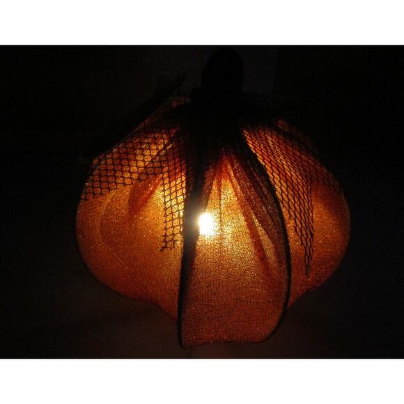 Seasonal Collection LED Lighted Pumpkin Metal Wire with Orange Fabric Battery - Picture 3 of 3